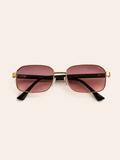 Luxe Slim Rectangle Sunglasses – Rose Gradient Lenses | Premium Gold Metal Frame