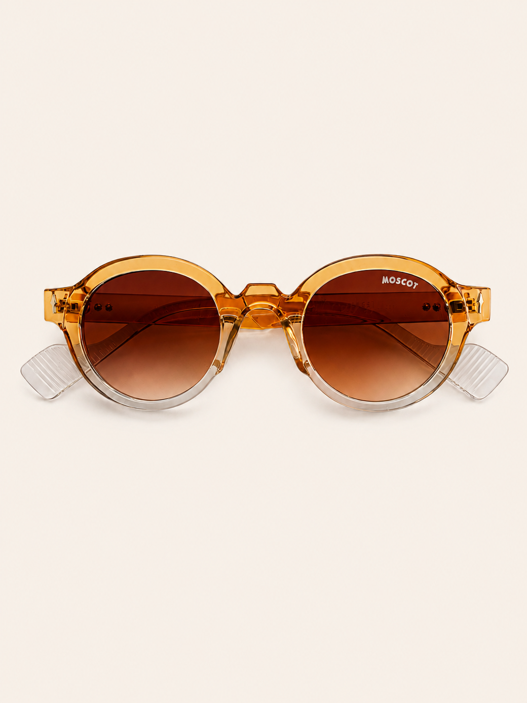 Vintage Round Amber Sunglasses – Transparent Acetate Frame
