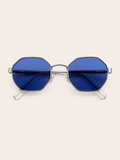 Azure Edge Octagon Sunglasses – Silver Frame